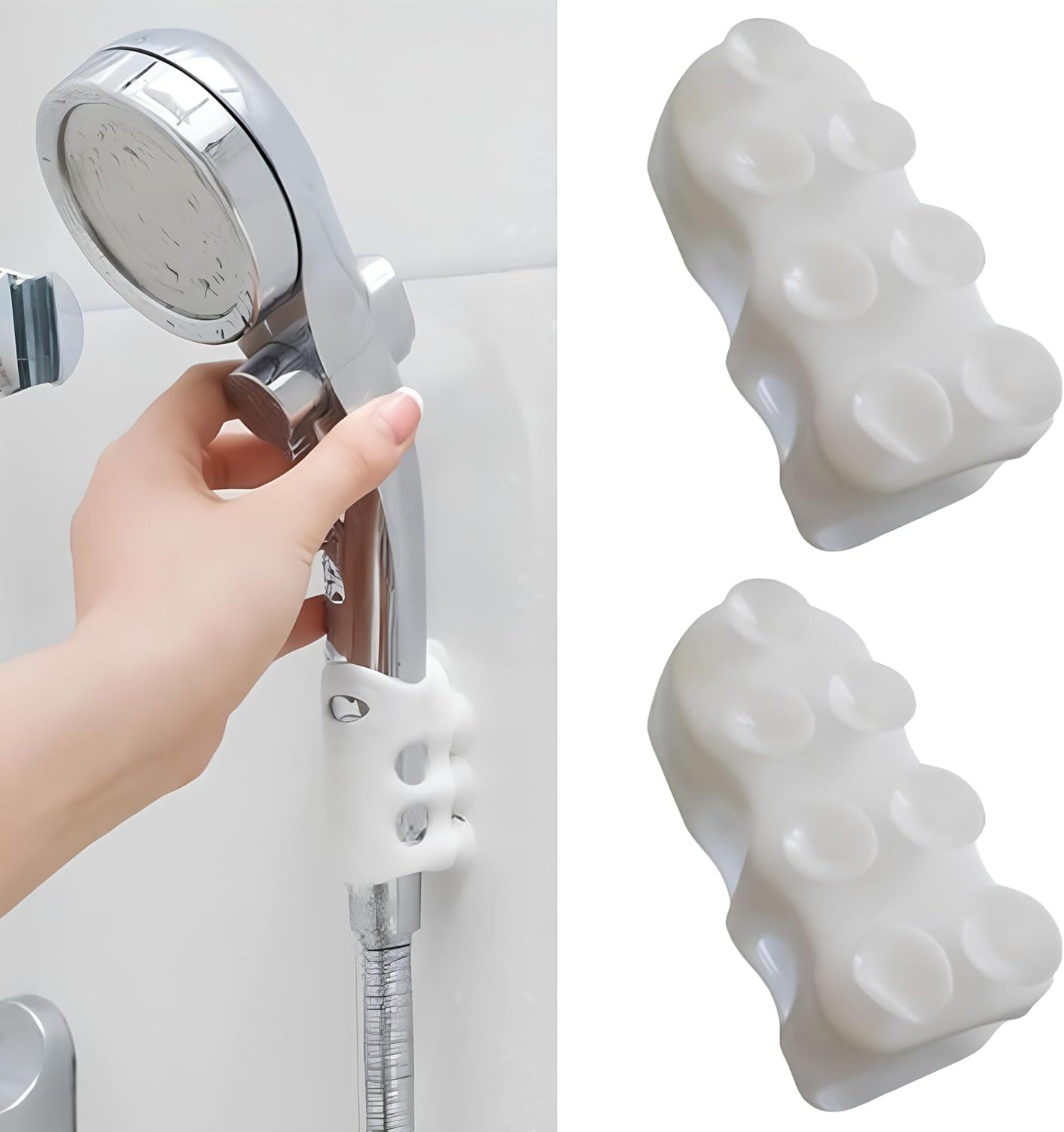 2 Adet Vantuzlu Duş Başlığı Tutucu – Silikon, Ayarlanabilir, Aletsiz Kurulum