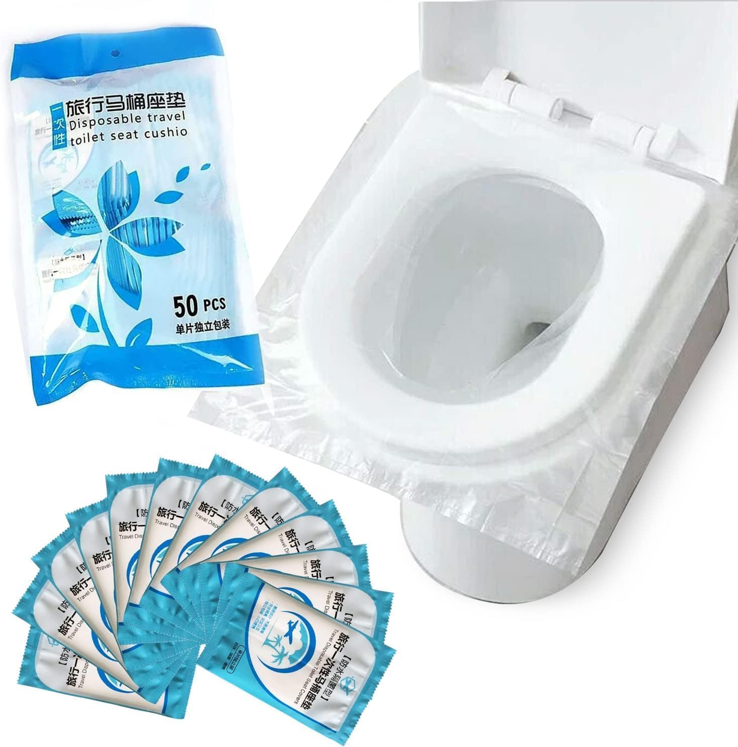 50 Adet Kullan At Pratik Kullanımlı Hijyenik Klozet Kapağı Poşeti