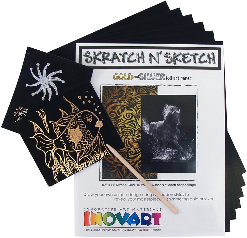 INOVART 1108 Kazıma Kağıdı, 21,5 cm x 27,9 cm, Çok Renkli