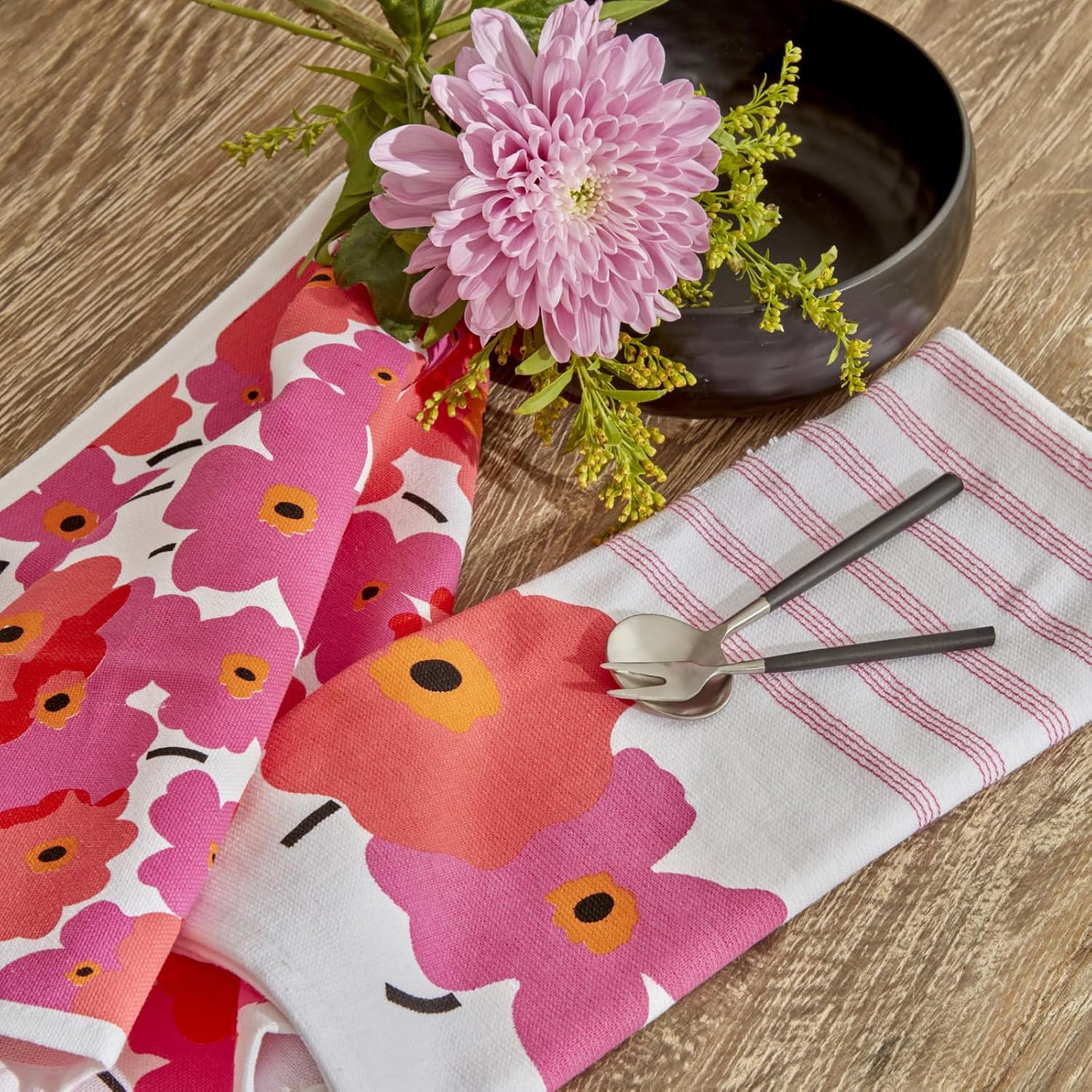 Roxie %100 Pamuk 2 Parça Mutfak Havlusu Pink