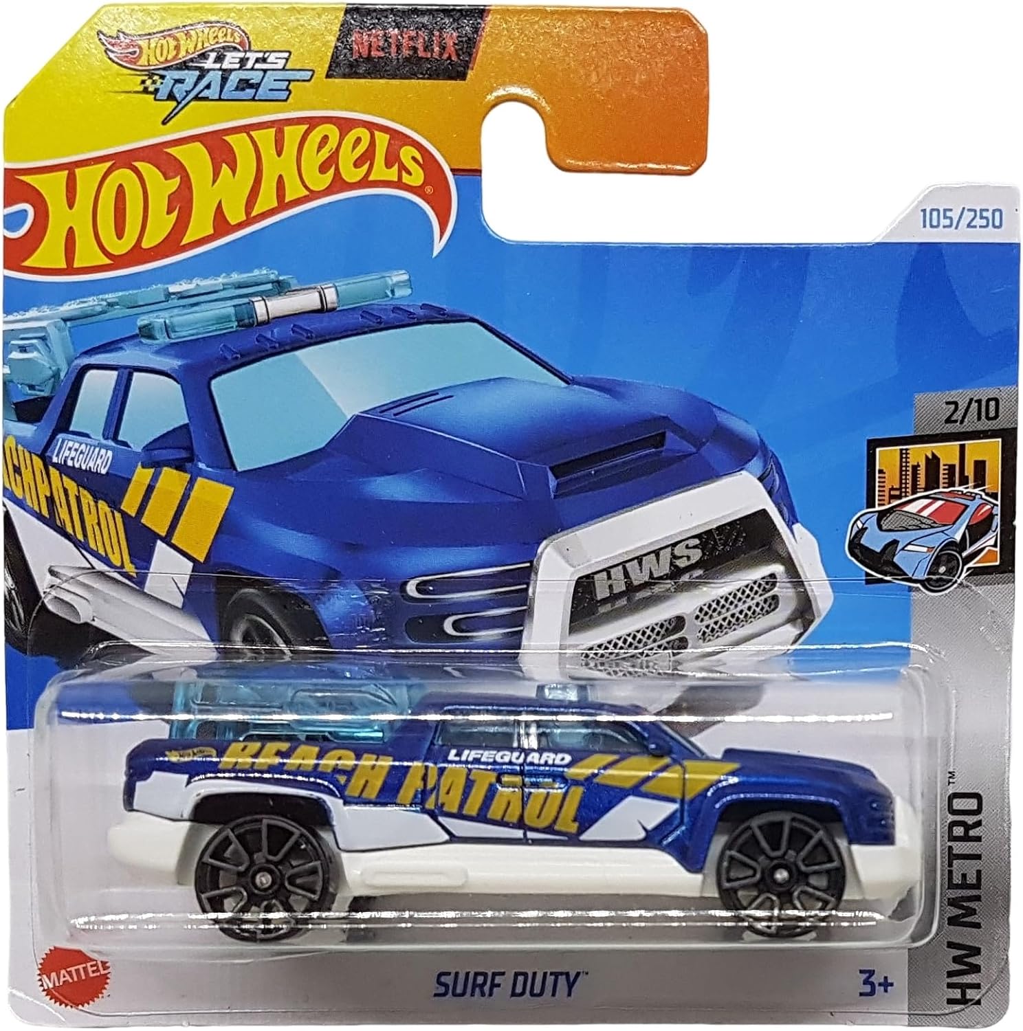 - Surf Duty - HW Metro 2/10 - HTB14 - Short Card - Beach Patrol - Lifeguard - Netflix Let´s Race - Mattel 2024 - 1:64