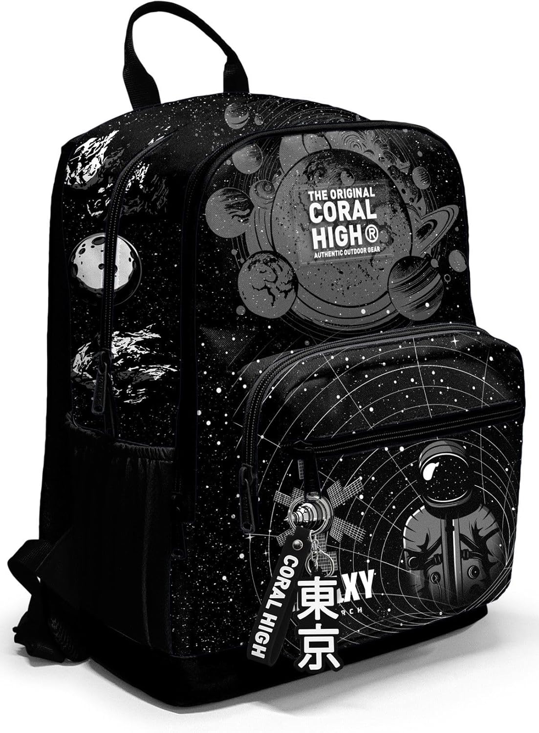 Dört Bölmeli Siyah Galaxy Ortaokul Çantası - Erkek Çocuk