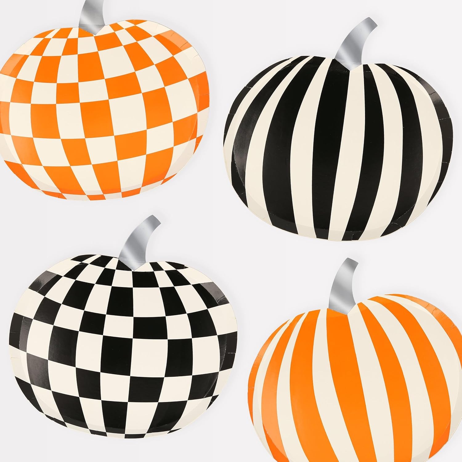 - Mod Pattern Pumpkin Plates - Modern Balkabağı Tabaklar (8'li)