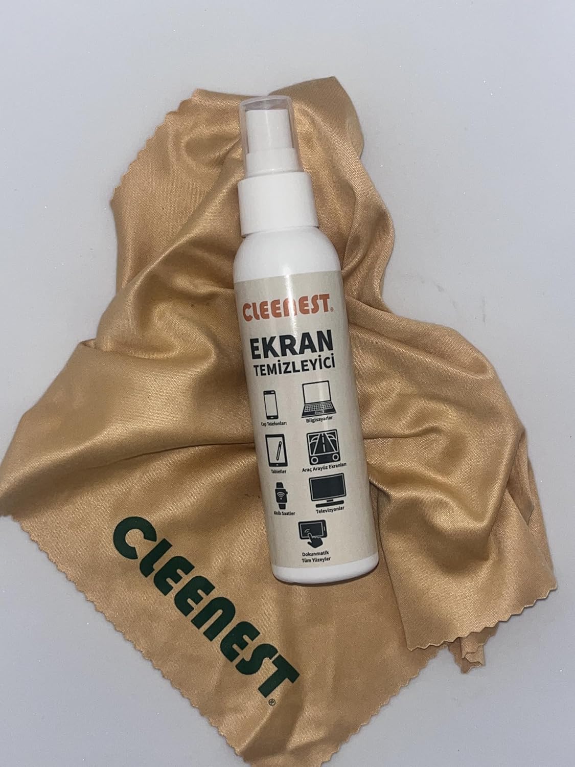 Ekran Temizleyici Seti, 125 ml Sprey ve 30x30 cm Mikrofiber Bez, Tüm Ekranlar için