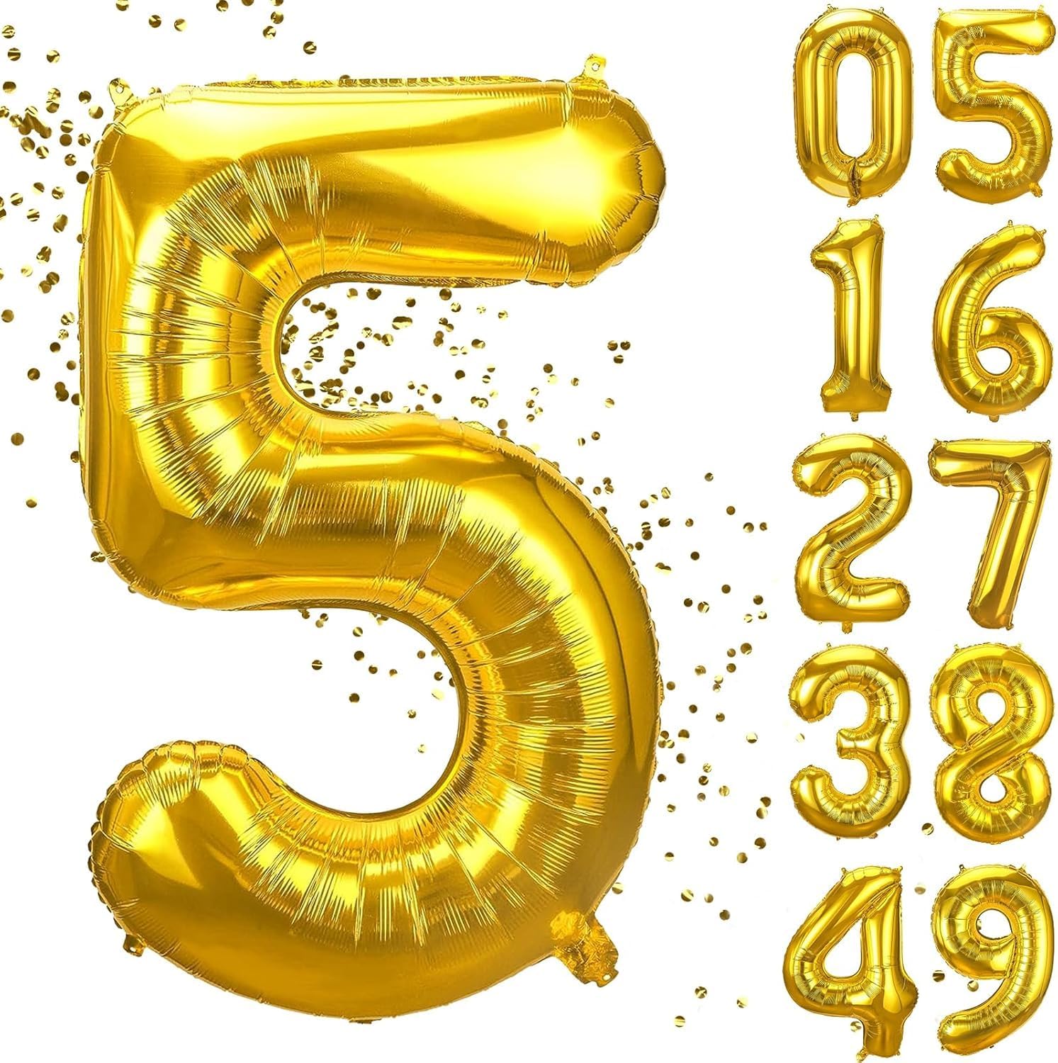 xesha 5 Yaş Doğum Günü Rakamlı Balon Yaş Günü Renk Uçan Balon 102 cm Doğum Günü ve Parti Dekorasyonu Büyük Boy Folyo Balon 40 inç - 102 cm Doğum Günü Dekorasyonu Balon Yaş Sayı Helyum Balon 5 Rakamı