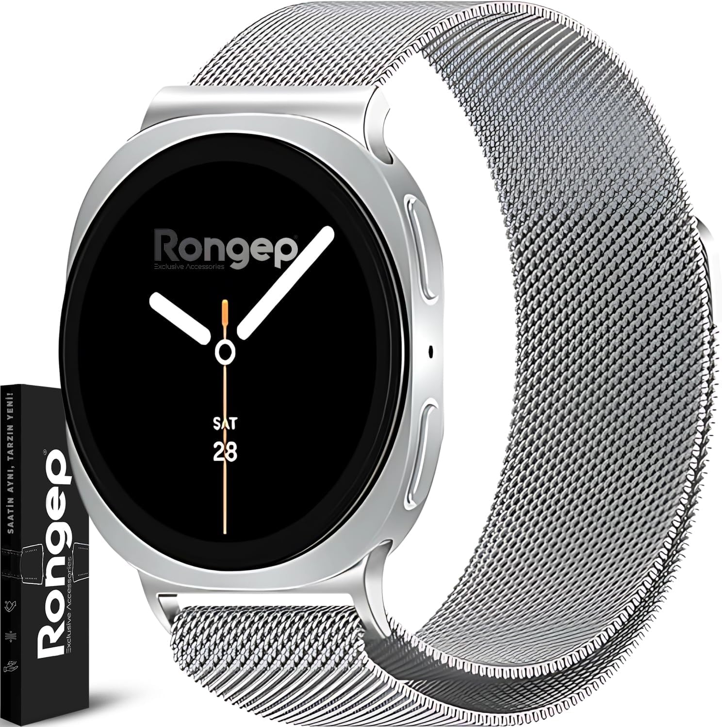 ile Uyumlu Metal Hasır Kordon Galaxy 8 44mm/40mm/ 46mm için Manyetik Tasarımlı Galaxy 8 Kordonu Paslanma Yapmayan Metal Kordon