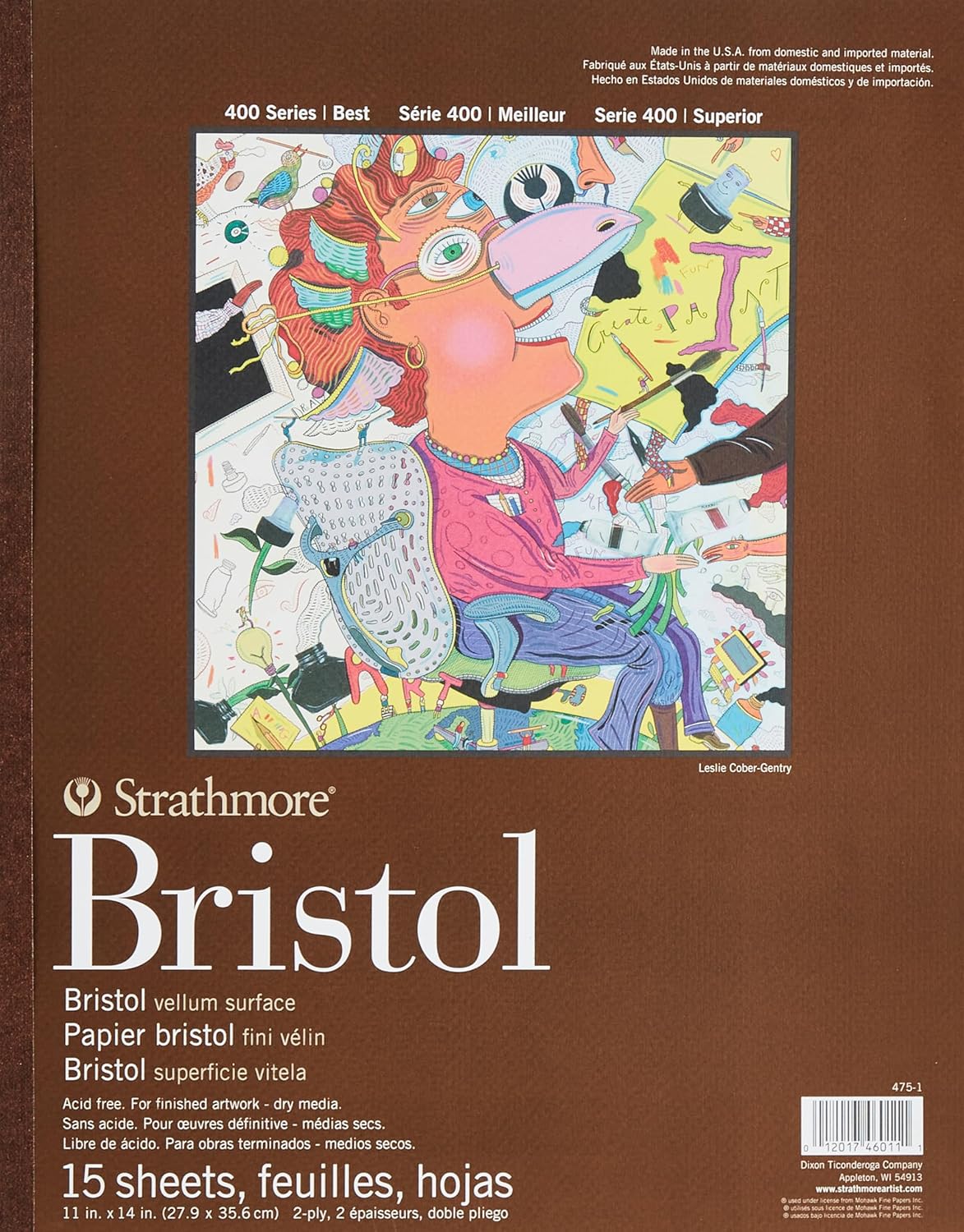 400 Serisi Bristol, 2 katmanlı parşömen kağıdı, 27,9 x 35,6 cm, ciltli, 15 yaprak