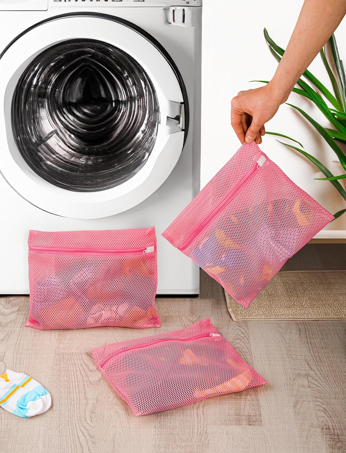 İNKOHA 3 Adet Bebek Çocuk Çorap Yıkama Filesi Pembe