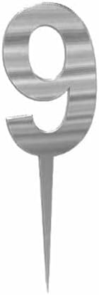 Pasta için Rakam Gümüş Renk Doğum Günü Yaş Günü Yıl Dönümü Pasta Dekorasyonu, Kişiselleştirilmiş Pasta Süsü (9 Yaş)