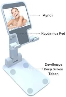 Siyah Aynalı Cep Telefonu Sabitleyici Stand Katlanabilir Ayarlanabilir Telefon Standı