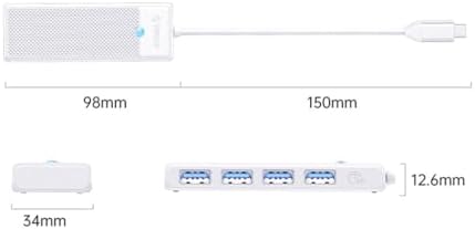4 Portlu Type-C to USB 3.0 Yüksek hızlı 5Gbps HUB Çoklayıcı Beyaz