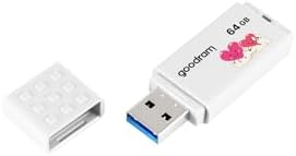 GoodRam 64GB USB Bellek USB 3.2 Gen 1 Bellek, 60MB/s Okuma Hızı, 20MB/s Yazma Hızı, 0°C – 70°C Çalışma Sıcaklığı, Windows, MacOS, Linux Uyumlu, Sevgililer Günü Baskılı, UME3-0640W0R11-V, Beyaz