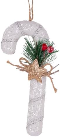 Yılbaşı Süsü Yılbaşı Dekorlu Baston Beyaz 8x17 Cm.