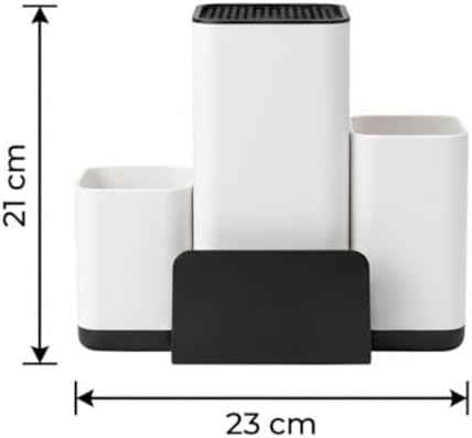 Bıçak Organizeri ve Mutfak Gereçleri Düzenleyici – Çok Bölmeli Kaymaz Tabanlı Modern Bıçaklık, Ahşap ve Metal Bıçaklara Uygun Saklama Standı, Kaşık Spatula ve Kepçe Düzenleyici