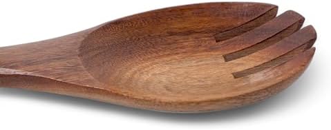 Doğal Akasya Ağacından El Oyması Servis Çatalı 26cm | Antibakteriyel, Dayanıklı ve Çevre Dostu Ahşap Kaşığı – Şık ve Uzun Ömürlü Mutfak Gereci