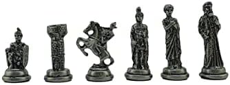 Orta Boy Metal -Sparta Satranç Takımı Antik ve Mermer Desenli Sandıklı MDF Tahtası (36x36x6 cm.)