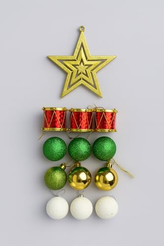 Yılbaşı Ağacı Süsü Süsleri Yıldız, Yeşil Beyaz Toplar Yılbaşı Hediyeleri 10 Adet