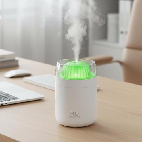 Mini Taşınabilir Hava Nemlendirici, Beyaz, USB Çıkışlı, Araba ve Masaüstü Kullanımı için H2O Humidifier