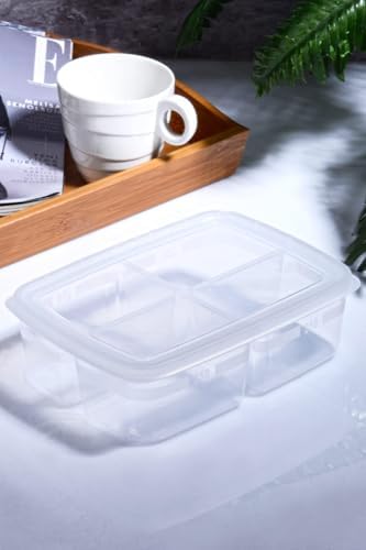 1 Adet 4 Bölmeli Öğünlük Et Ve Sebze Saklama Kabı - Dondurulmuş Bakliyat Buzluk Buzdolabı Kutusu Large (Beyaz)
