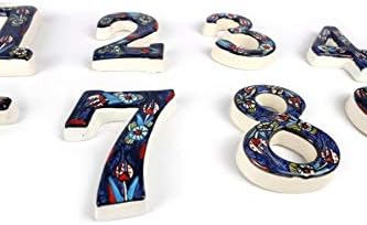 Yılmazel Kapı numarası seramik lale desenli çeşitli renklerde (1, Kobalt)