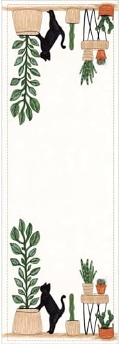 40X140Cm Runner Dokuma Leke Tutmaz Premium Tay Tüyü Kumaş Masa Örtüsü Kaktüslü Rnr444