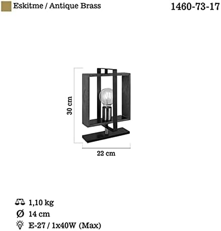 Eskitme Siyah Boyalı Masa Lambası 1 X E27