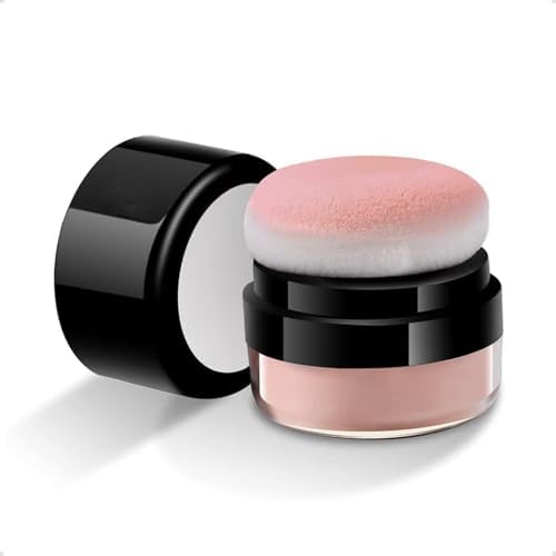Xspring Cushion Blush, Loose Powder Blush Air Cushion Blush, Doğal Tek Renk Allık, Doğal Allık Yanaklar için Mat Yüz Allığı, Yüksek Pigmentli Allık Makyajı Karıştırması Kolay Makyaj Allığı