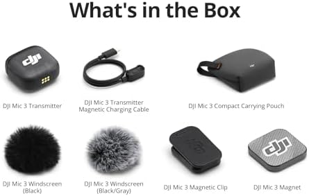 DJI Mic 3 Verici, /Kamera/ için Kablosuz Mini Mikrofon, Hafif ve Sezgisel, Yaka Mikrofon, 32-bit Float, Entegre Zaman Kodu, Vlog, Röportaj, Akış