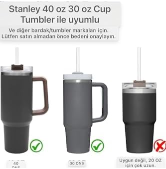 6 Adet 30 Cm Stanly Uyumlu Tritan Pipet Ve 1 Adet Temizleme Fırçası