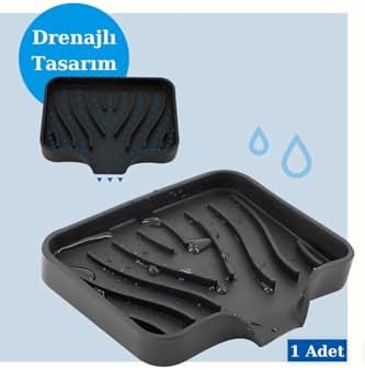 Silikon Mutfak, Banyo Su Giderli Vantuzlu Esnek Sabunluk TURKUAZ Renk