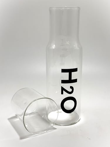 600 ml Bardaklı Başucu Sürahisi – Şık ve Dayanıklı Borosilikat Cam Su Şişesi, Yatak Odası ve Ofis Kullanımı İçin Pratik, Kapağı Bardak Olarak Kullanılabilen Minimalist Tasarım (Siyah)