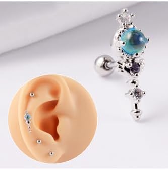 MITH SB TAKI Cerrahi Çelik Tragus Piercing, 1.2mm Bar Kalınlığı, 316L Paslanmaz Çelik, Gümüş Renk, Tekli