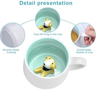 3D Porselen Kupa – Sevimli Fularlı Köpek Figürlü, 350 Ml, Eğlenceli Ve Özgün Tasarım,Mavi