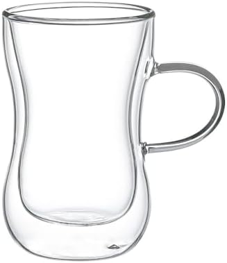 VETRO Borosilikat Çift Camlı Kulplu Çay Bardağı 150ML (2ad)