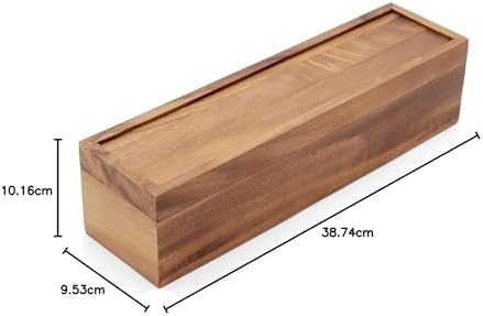 5 bölmeli, büyük çay kutusu, sert ahşap, 38,7 x 9,5 x 10,2 cm, L