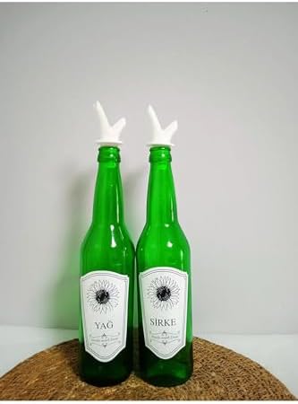 Yağdanlık 2 Adet Cam Şişe Yağlık Sirkelik 750 ml Yeşil Cam