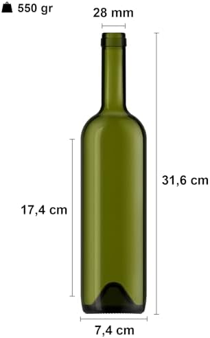 750 ml Yeşil Şarap Şişesi Sentetik Mantar Tıpalı Ve Kapüşonlu Boş Çukur Cam Şişe 1 Adet