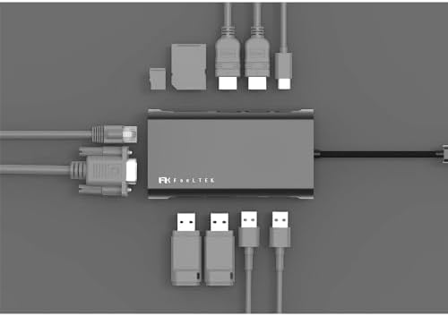 USB C Hub 11 in 1 Çoklayıcı Çift HDMI 4K VGA Ethernet 100W PD Şarj USB 3.0 5Gbps SD TF Kart Okuyucu  Windows Laptop Tablet Uyumlu Gri