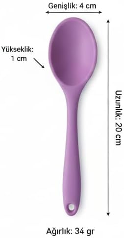 Silikon Kaşık + Silikon Mama Kaşığı 2’li Set - Dayanıklı, Çizmez, Tek Parça Tasarım (Mor)