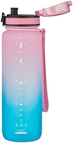 1000ml BÜYÜK BOY Çift Renk Softtouch FF Tritan Su Matarası Pembe-Yeşil