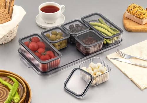 Tepsili Lüx 6 Bölmeli Kahvaltılık Seti, Şık ve Fonksiyonel Tepsili Lüks 6 Bölmeli Kahvaltılık Seti