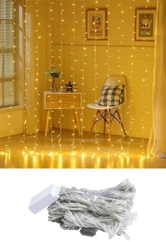 Saçaklı Perde Led Işıklar Animasyonlu Kumandalı Fişli - Günışığı (2x2)