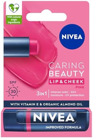 SPF30 Pembe Renkli Dudak Bakım Kremi,4,8gr,24 Saat Nemlendirme,E Vitamini,Organik Badem Yağı,Shea Yağı,Dudak Ve Yanaklar İçin,Allık Etkisi,Mineral Yağı Bulunmaz