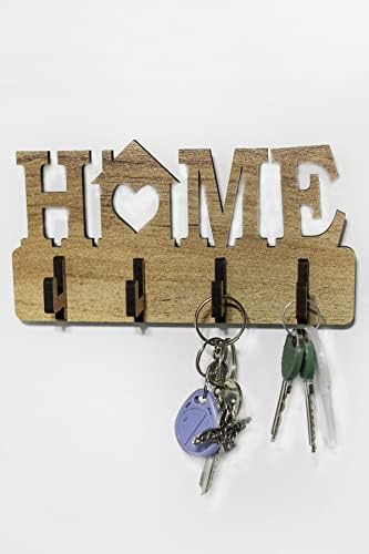 Ahşap Duvar Dekoru Anahtar Askısı Dekoratif Anahtar Askılığı Hediyelik (17x9cm)