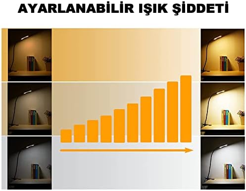 Akrobat Masa Lambası USB Girişli Göz Koruyucu Klipsli Masaya Sabitlenen Ayarlanabilir Işık Seviyesi Çok Fonksiyonlu LED Masa Lambası Sarı Beyaz Gün Işığı 3 Modlu Masa Lambası Çalışma Lambası