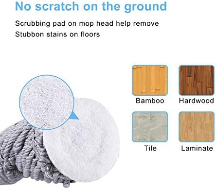 Eyliden 2 Yeniden Kullanılabilir Başlıklı Paspas, Kolay Sıkma Bükümlü Paspas, 57" Uzun Saplı, Zemin Temizliği için Islak Paspaslar, Ticari Ev Temiz Parke,, ve Daha Fazlası (Gri)