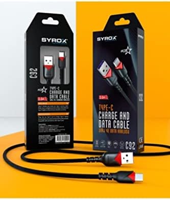 SYROX C92 2.0 MAH TYPE-C 1 MT GÜL DESENLİ KABLO Araç Şarjı, STANDART