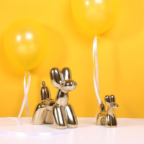 Balon dekoru, Altın Köpek Heykeli, Modern Tarz Balon Köpek Figürü, El Yapımı Seramik Hayvan Heykeli, Oturma Odası Ofis Masaüstü Dolap Dekorasyonu İçin