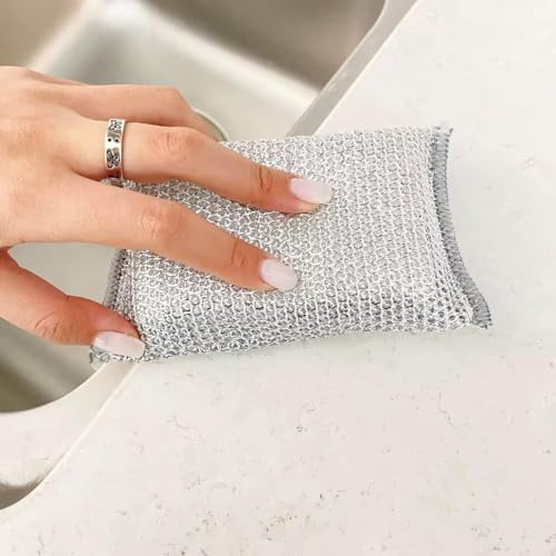 2 Adet Inox Bulaşık Süngeri, Çizdirmez Telli Ovma Süngeri, Paslanmaz Çelik, Mutfakta Güçlü Temizlik için Dayanıklı ve Etkili Sünger (2 Adet)