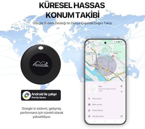 Lifetag ile Uyumlu Smart Tag için Lisanslı Akıllı Takip Cihazı - Siyah (SADECE ANDROID ILE UYUMLUDUR)